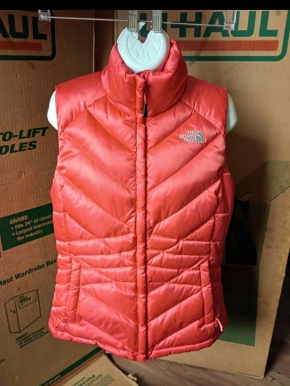 The North Face 550 Down Fill Puffer Jacket Vest Coral sz M